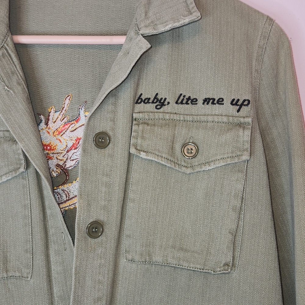 HONEY PUNCH Dragon Embroidered Military Jacket, size M - Picture 3 of 12